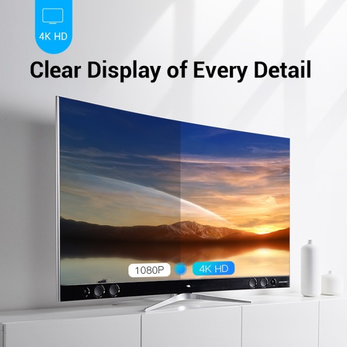 Cáp HDMI Vention 4K/60HZ HDMI 2.0 3D dành cho TV LCD/màn hình máy chiếu HD 1080p PS4/3 Xbox/máy tính bàn - Hình ảnh 4