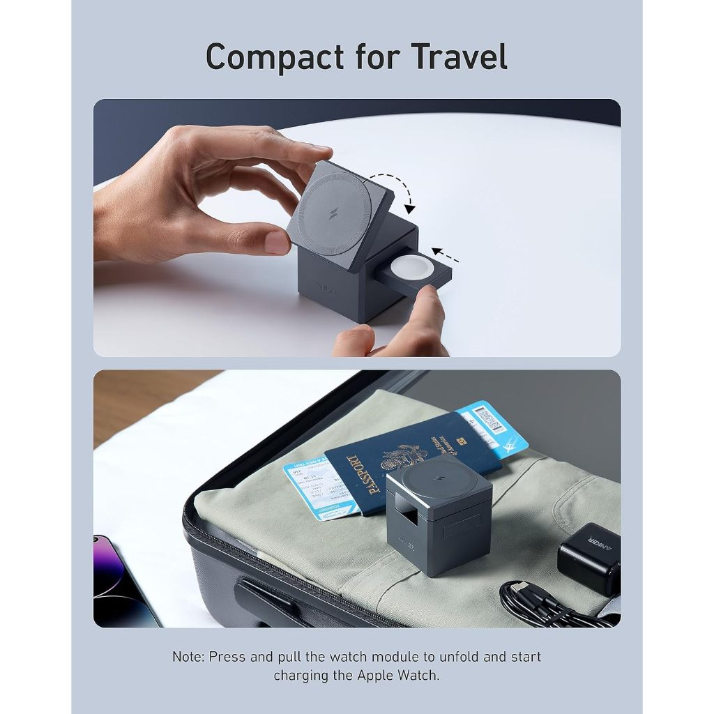 Đế sạc không dây 3in1 Anker 737 Cube - Hỗ trợ sạc nhanh 15W - Y1811