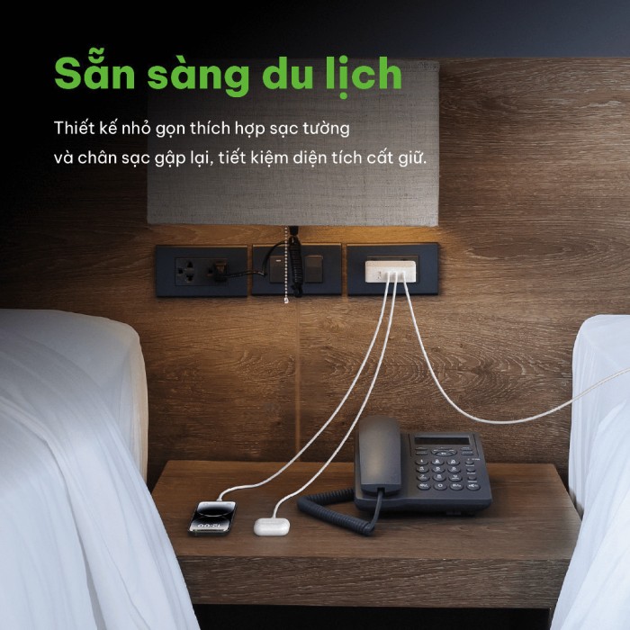 Adapter sạc nhanh Belkin 140W GaN BOOST CHARGE Rockstar màu trắng WCH014 - USB C x3, USB A x1 - Hình ảnh 2