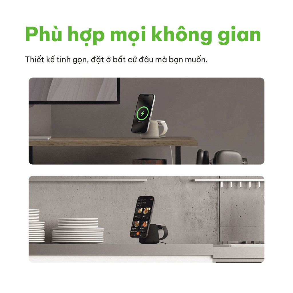 Đế sạc không dây 2 trong 1 Belkin BoostCharge Pro Magsafe 15W - không kèm sạc - Hình ảnh 3