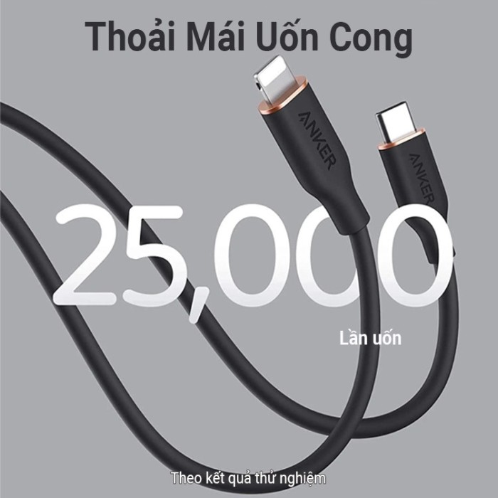 Cáp Sạc Nhanh ANKER 641 PowerLine III Flow USB-C to L - Đạt MFi - Chất liệu Silicone - Cho iPhone 8-14 & iPad - A8662/3 - Hình ảnh 3