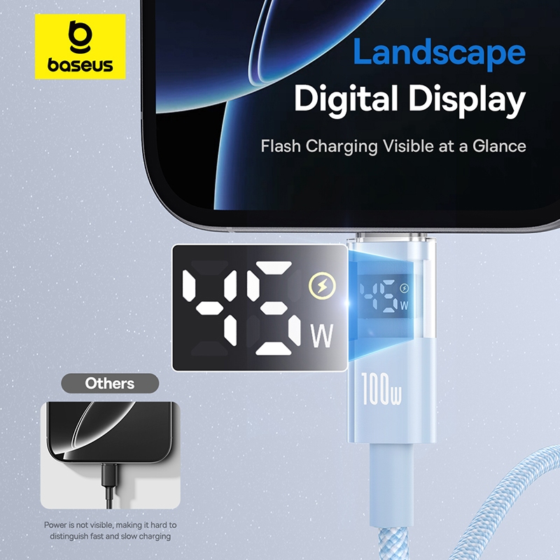 Baseus Display 2 Cáp dữ liệu sạc nhanh USB-C sang USB-C 100W 1m / 2m - Hình ảnh 3