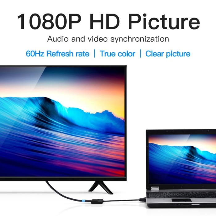 Cáp chuyển đổi Vention đổi đầu cắm VGA sang lỗ cắm HDMI 1080p chuyển vga sang hdmi - Hình ảnh 2