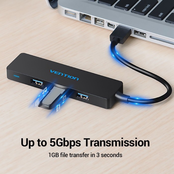 Bộ Chia USB Vention USB 3,0 Hub 4 Cổng Tốc Độ Cao 5Gbps Bộ Chia USB Di Động HUB USB Máy In Máy In Tương Thích Với Laptop PS4 - Hình ảnh 3