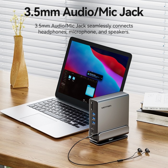 {Bảo hành 18 tháng} Vention Hub Type C to HDMI 4K 60Hz cho Macbook/iPad/Laptop/Điện thoại, Hub chuyển đổi type C sang HDMI, DP, Cổng chuyển đổi Type C. USB 3.2 10Gbps RJ45 1000Mbps - Hình ảnh 8