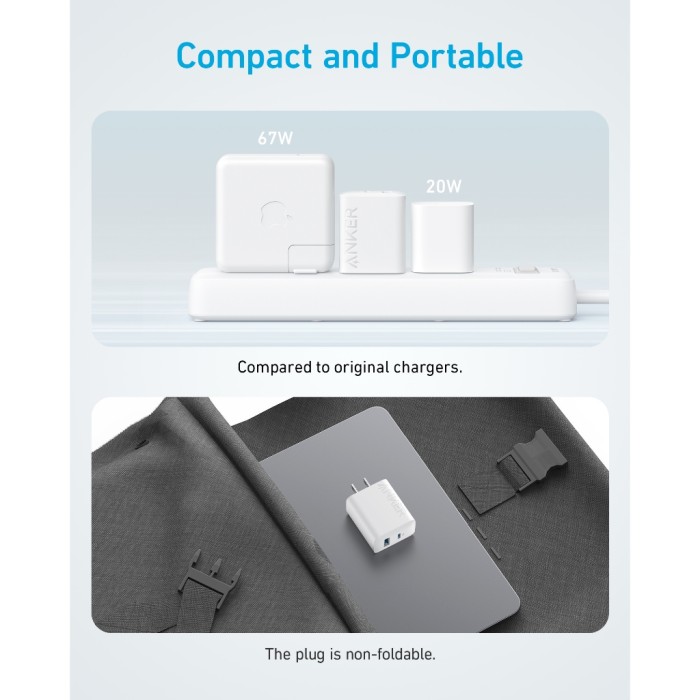 Củ sạc nhanh Anker 20W | 2 cổng 1USB-A & 1USB-C sạc 2 thiết bị cùng lúc | Thích hợp cho iPhone iPad Airpods - A2348 - Hình ảnh 3