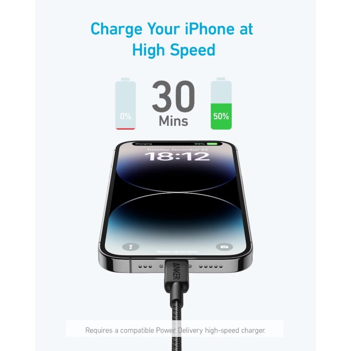 [Cáp CtoL] Cáp Sạc Nhanh ANKER 322 Nylon Dù USB-C to L đạt chứng nhận MFi thích hợp iP14 series trở xuống- A81B5/6 - Hình ảnh 2
