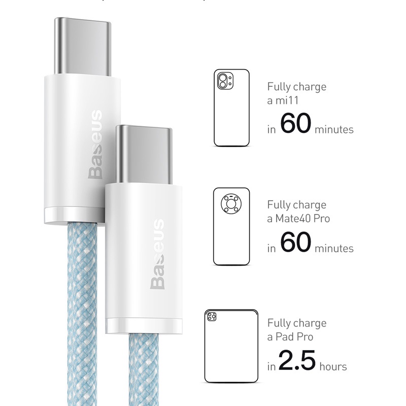 Dây cáp sạc nhanh PD Baseus 100W từ Type-C sang Type-C tiện dụng cho Phone 15 Macbook Pro iPad Xiaomi Samsung - Hình ảnh 5