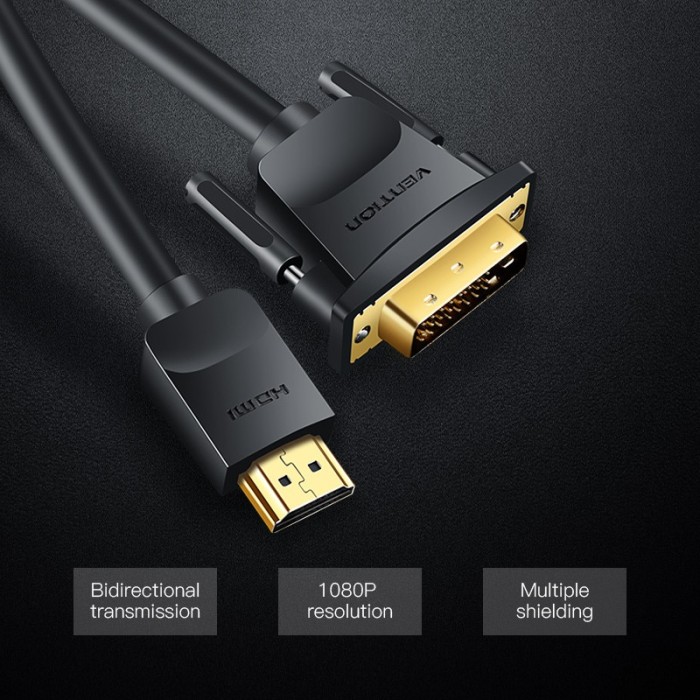 Cáp DVI HDMI Vention HDMI Sang DVI 24+1 Hỗ Trợ 1080p Cáp Dvi-D Sang HDMI cho tivi máy tính xách tay - Hình ảnh 2