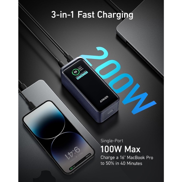 [chỉ giao TP HCM] Pin Sạc Dự Phòng ANKER Prime 20.000mAh Công suất 200W- 3 cổng -Sạc nhanh Laptop - A1336 - Hình ảnh 2