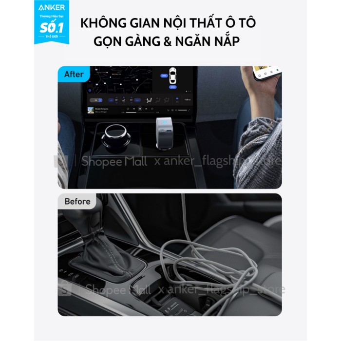 Tẩu sạc xe hơi Anker Nano 75W tích hợp 1 cáp USB-C (Một cổng USB-C 30W) sạc 2 thiết bị hỗ trợ PPS, PD, QC 3.0 - A2738 - Hình ảnh 6