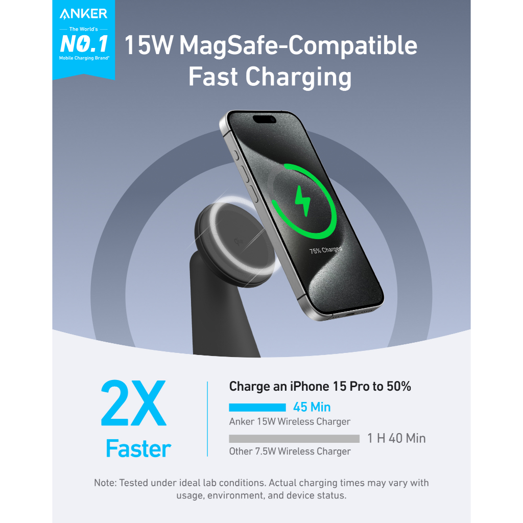 Đế sạc Anker MagGo 1C 15W (2-in-1 Dock Stand, with USB-C cable) - A25M7