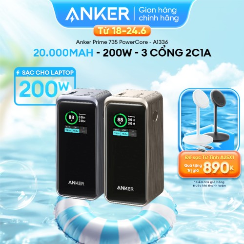 [chỉ giao TP HCM] Pin Sạc Dự Phòng ANKER Prime 20.000mAh Công suất 200W- 3 cổng -Sạc nhanh Laptop - A1336