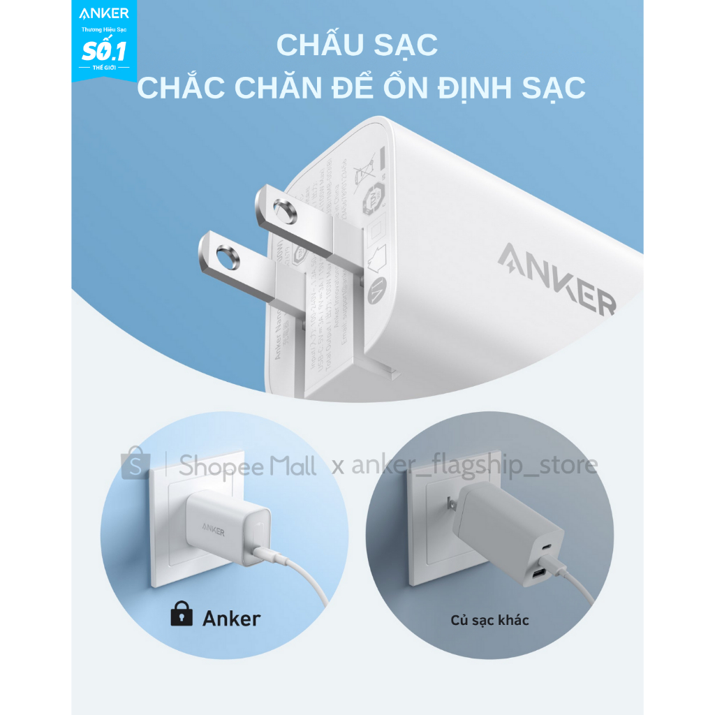 Bộ sạc Anker Nano GaN 100W GaN - 1 cổng USB-C - Kèm Cáp sạc 1.8m USB-C có thể sạc laptop, hỗ trợ PPS 2.0 - B2679 - Hình ảnh 4