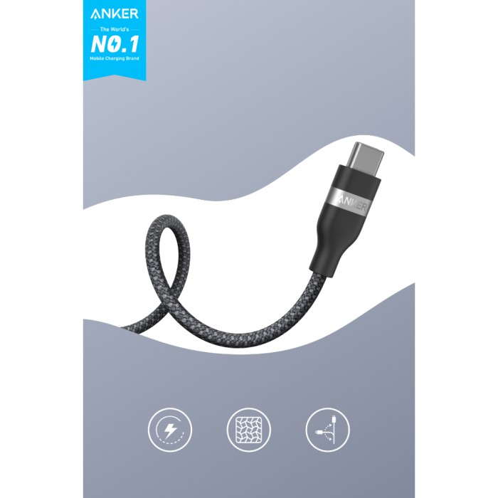 Cáp sạc Anker 240W dây bện Nylon USB-C to USB-C dài 0.9m- A82E2