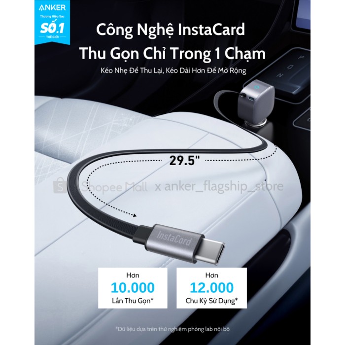 Tẩu sạc xe hơi Anker Nano 75W tích hợp 1 cáp USB-C (Một cổng USB-C 30W) sạc 2 thiết bị hỗ trợ PPS, PD, QC 3.0 - A2738 - Hình ảnh 5