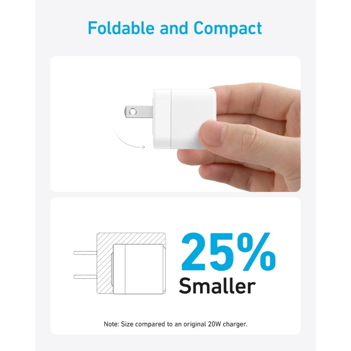 Củ sạc nhanh Anker 20W 312 PowerPort III PD Cube - 1 cổng USB-C - Chân gập nhỏ gọn thích hợp cho iPhone iPad - A2149 - Hình ảnh 4